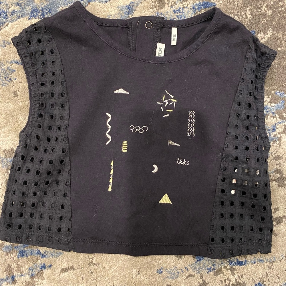 IKKS Girls black Crop Top size 3A